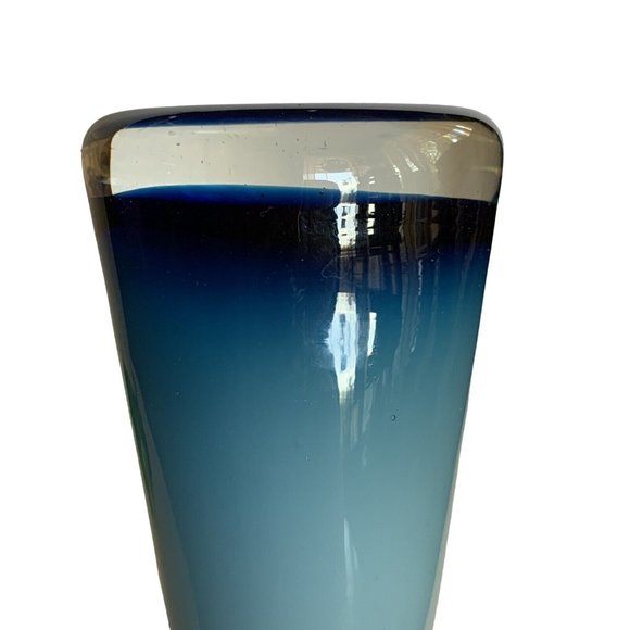 Hand Blown Art Glass Vase Tilts To One Side 6” - Picture 7 of 8